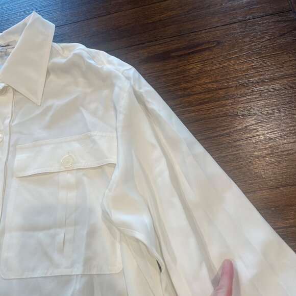 Madewell Women's Sz XL Silk Utility-Pocket Button-Up Shirt Off-White NU463 - Picture 5 of 12